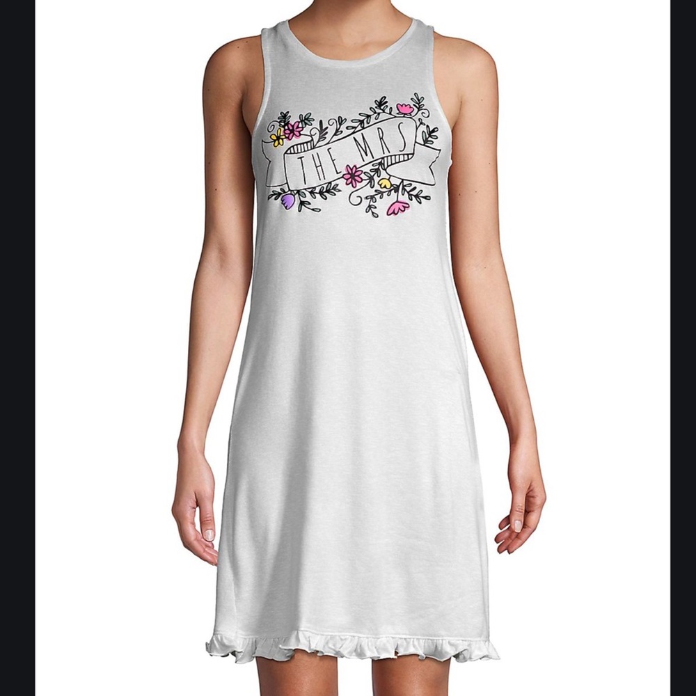 ROUDELAIN The MRS Ruffle-Hem Chemise Nightgown Nightshirt Bridal Size Large New